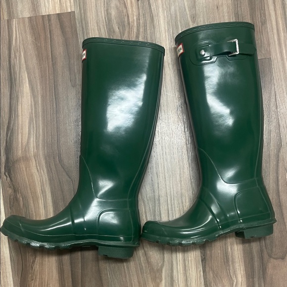 Hunter Dark Green Glossy Rain boots - Picture 3 of 9